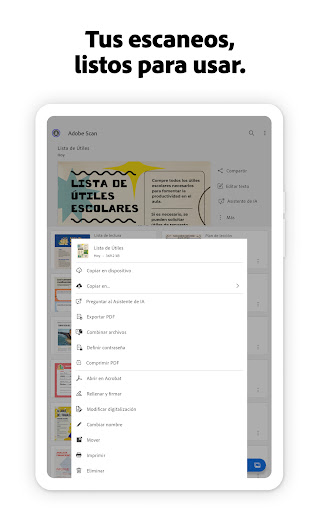 Captura de pantalla de Adobe Scan: escáner PDF con IA