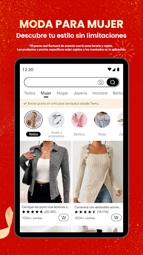 Captura de pantalla de Temu: compra como millonario