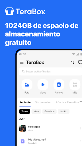 Captura de pantalla de TeraBox: Respalda la nube