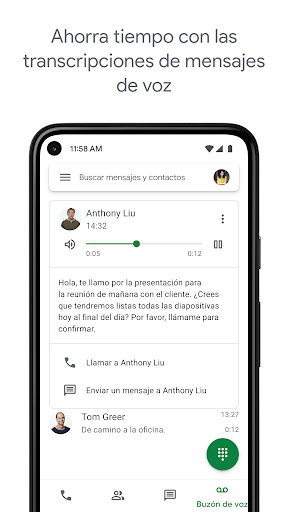 Captura de pantalla de Google Voice