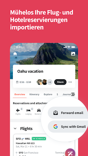 Wanderlog reisen routenplaner Screenshot