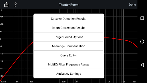 Captura de pantalla de Audyssey MultEQ Editor app