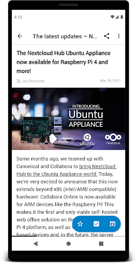 Captura de pantalla de Nextcloud News