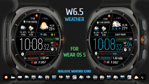 Captura de pantalla de Weather watch face W6.5