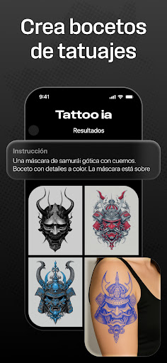Captura de pantalla de Tattoo AI: Diseños de tatuajes