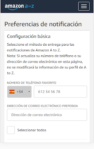 Captura de pantalla de Amazon A to Z