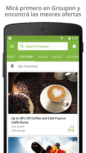 Captura de pantalla de Groupon: compra nuevas ofertas