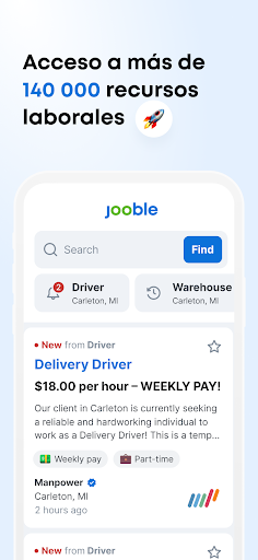 Captura de pantalla de Jooble - Búsqueda de empleo