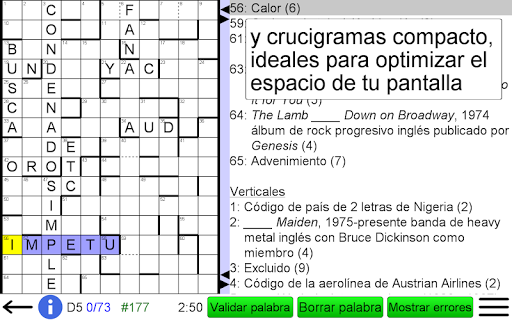 Captura de pantalla de Crucigrama Español