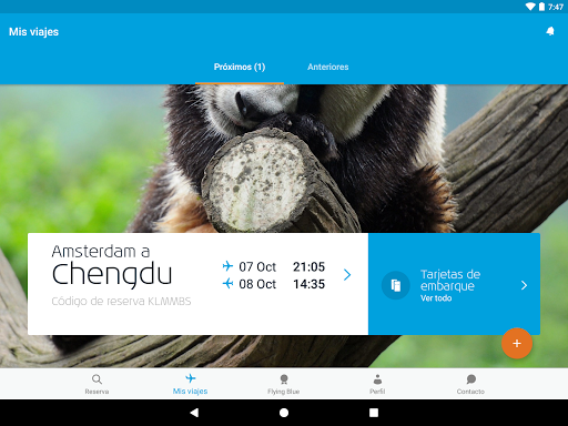 Captura de pantalla de KLM - Reservar un vuelo
