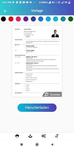 Lebenslauf erstellen Bewerbung Screenshot