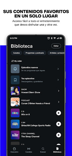 Captura de pantalla de SiriusXM: Música y más