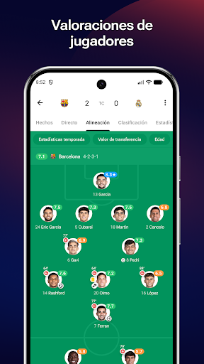 Captura de pantalla de FotMob - Resultados de fútbol