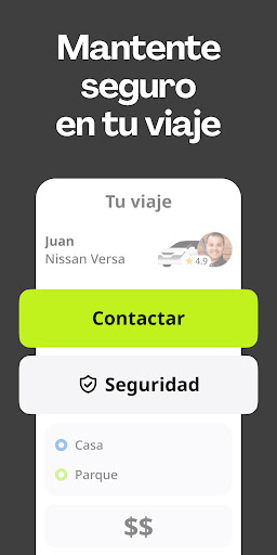 Captura de pantalla de inDrive. Viajes alternativos