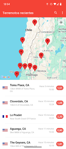 Captura de pantalla de Mis Alertas de Terremotos