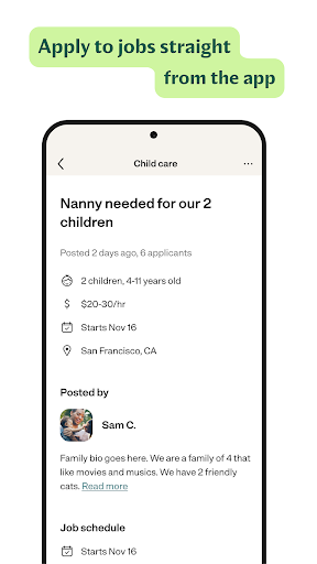 Captura de pantalla de Care.com: Find Caregiver Jobs