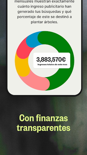 Captura de pantalla de Ecosia: Busca, planta árboles.