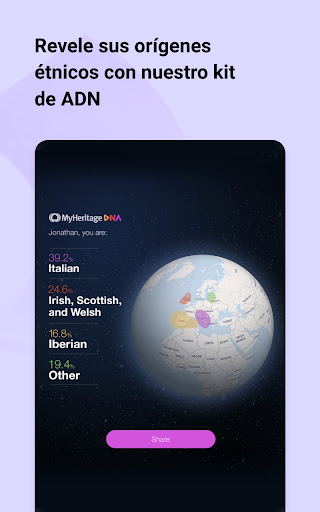 Captura de pantalla de MyHeritage: Árbol genealógico