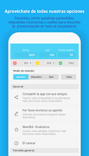 Captura de pantalla de WordBit Inglés