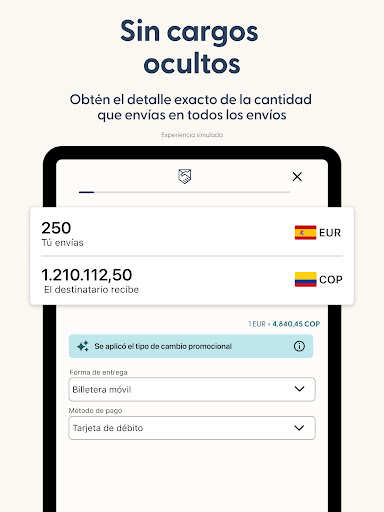 Captura de pantalla de Envía dinero con Remitly