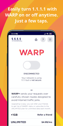 Captura de pantalla de 1.1.1.1 + WARP: Safer Internet