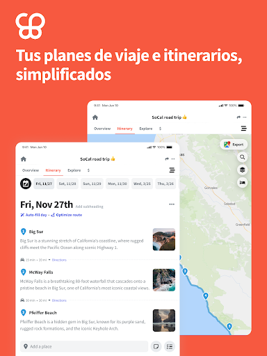 Captura de pantalla de Wanderlog: Plan Viaje y Guía