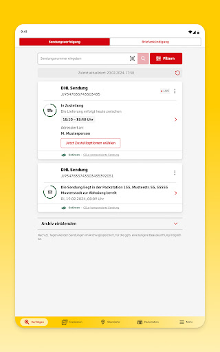 Post & DHL Screenshot