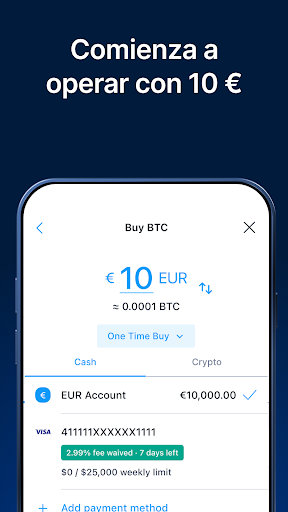 Captura de pantalla de Crypto.com, compra BTC y CRO