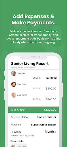 Captura de pantalla de SupportPay: Gestión de Gastos
