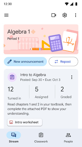 Captura de pantalla de Google Classroom