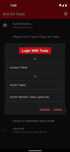 Captura de pantalla de Bolt para Tesla Plugin Tasker