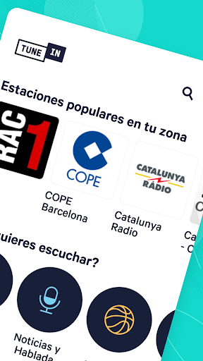 Captura de pantalla de TuneIn Radio: música, fm radio