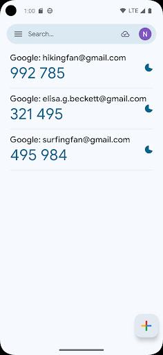 Captura de pantalla de Google Authenticator