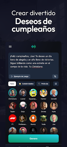 Captura de pantalla de Voices AI: Cambiador de Voz