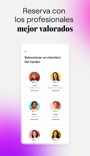 Captura de pantalla de Fresha para clientes