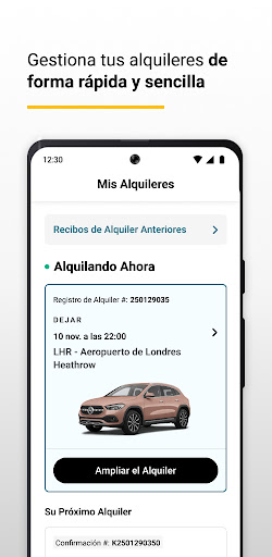 Captura de pantalla de Hertz: alquiler de coches