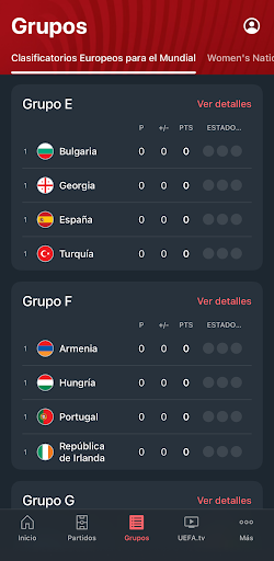 Captura de pantalla de UEFA EURO y Nations League