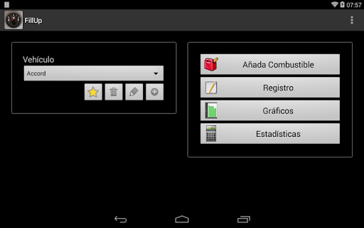 Captura de pantalla de FillUp Registro de Combustible