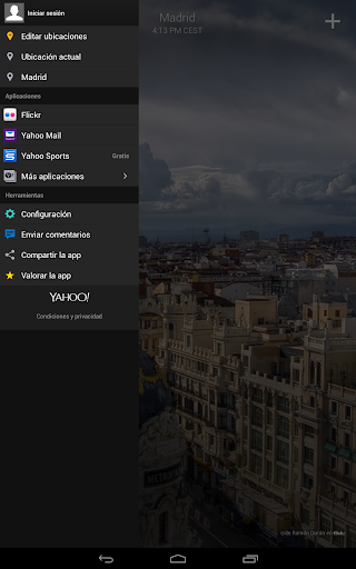 Captura de pantalla de Yahoo Tiempo