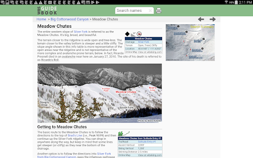 Captura de pantalla de Wasatch Backcountry Skiing Map