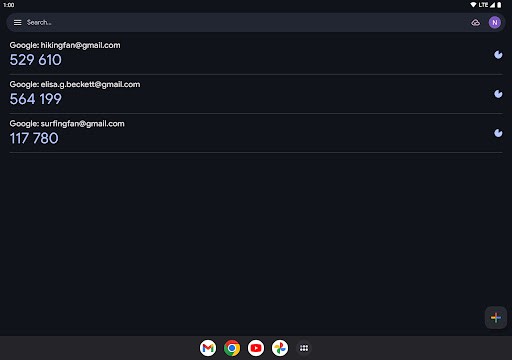 Captura de pantalla de Google Authenticator