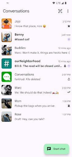 Captura de pantalla de Conversations (Jabber / XMPP)