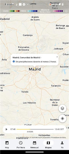 Captura de pantalla de MSN El Tiempo: Previsión, mapa
