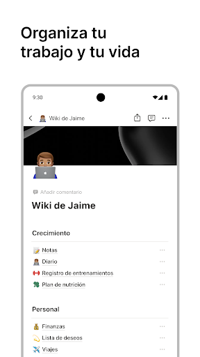 Captura de pantalla de Notion: Notas, tareas e IA