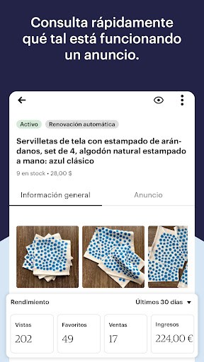 Captura de pantalla de Etsy Seller: tu tienda