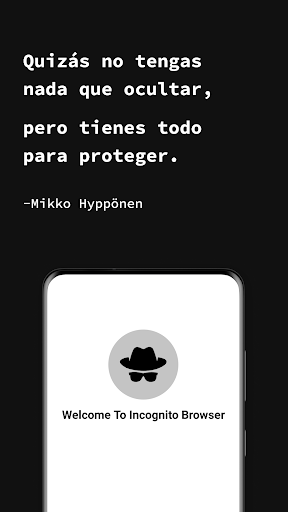 Captura de pantalla de aplicación navegador privado