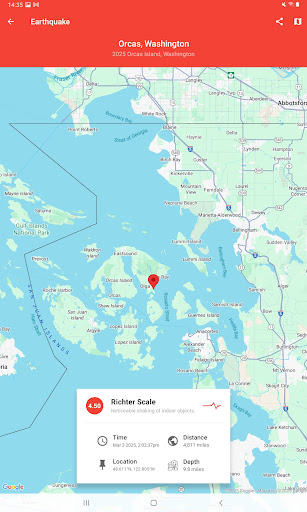My Earthquake Alerts - Map screenshot