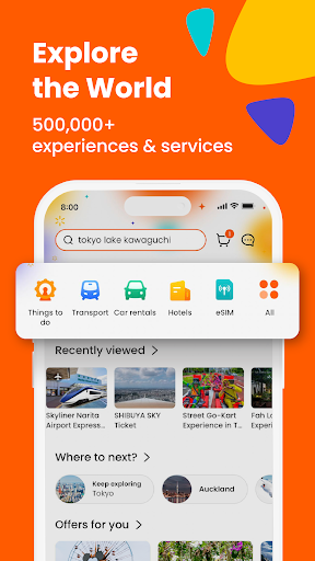 Captura de pantalla de Klook: ofertas de viaje y ocio