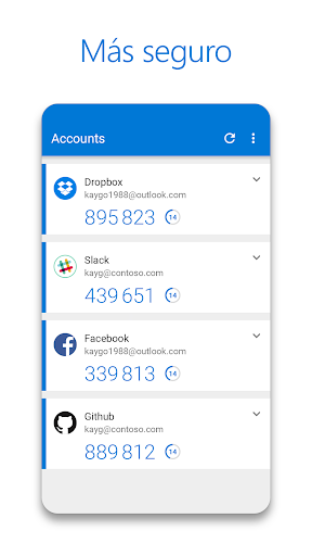 Captura de pantalla de Microsoft Authenticator