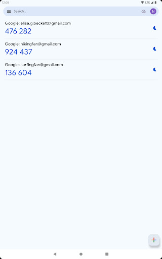 Captura de pantalla de Google Authenticator
